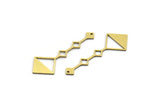 Brass Fringed Charm, 12 Raw Brass Fringe Shaped Charms With 1 Hole, Findings (44.5x16x0.80mm) A6455