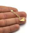 Brass Fringed Charm, 12 Raw Brass Fringe Shaped Charms With 1 Hole, Findings (44.5x16x0.80mm) A6455