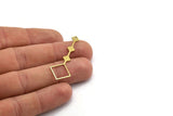 Brass Fringed Charm, 12 Raw Brass Fringe Shaped Charms With 1 Hole, Findings (44.5x16x0.80mm) A6456