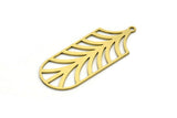 Brass Leaf Charm, 4 Raw Brass Branch Charms With 1 Loop, Charm Pendants (41x16x0.60mm) A6458