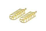 Brass Leaf Charm, 4 Raw Brass Branch Charms With 1 Loop, Charm Pendants (41x16x0.60mm) A6458