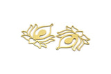 Brass Flower Charm, 4 Raw Brass Lotus Flower Charms With 1 Loop, Findings (37x33x0.60mm) A6445