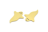 Brass Ghost Charm, 8 Raw Brass Ghost Charms With 1 Hole, Findings (30x21x0.80mm) A6470