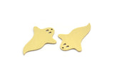 Brass Ghost Charm, 8 Raw Brass Ghost Charms With 1 Hole, Findings (30x21x0.80mm) A6470