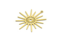 Brass Sun Charm, 12 Raw Brass Sun Charms With 1 Loop, Charm Pendants (35.5x33x0.60mm) A6460