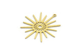 Brass Sun Charm, 12 Raw Brass Sun Charms With 1 Loop, Charm Pendants (35.5x33x0.60mm) A6460