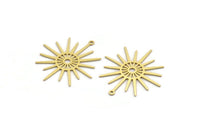 Brass Sun Charm, 12 Raw Brass Sun Charms With 1 Loop, Charm Pendants (35.5x33x0.60mm) A6460