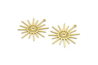 Brass Sun Charm, 12 Raw Brass Sun Charms With 1 Loop, Charm Pendants (35.5x33x0.60mm) A6460