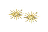Brass Sun Charm, 12 Raw Brass Sun Charms With 1 Loop, Charm Pendants (35.5x33x0.60mm) A6460