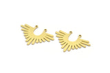 Brass Sun Charm, 8 Raw Brass Rising Sun Shaped Charms With 2 Loops, Findings (32x22x0.80mm) A6474