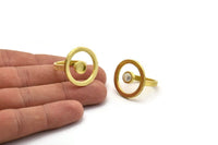 Brass Ring Settings, Raw Brass Round Ring With 1 Stone Setting - Pad Size 6mm N2292