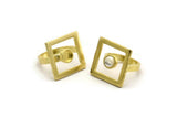 Brass Ring Settings, Raw Brass Square Ring With 1 Stone Setting - Pad Size 6mm N2290