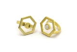Brass Ring Settings, Raw Brass Hexagon Ring With 1 Stone Setting - Pad Size 6mm N2289