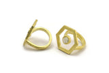 Brass Ring Settings, Raw Brass Hexagon Ring With 1 Stone Setting - Pad Size 6mm N2289