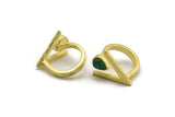 Brass Ring Settings, Raw Brass Triangle Ring With 1 Stone Setting - Drop Pad Size 8x6mm N2288