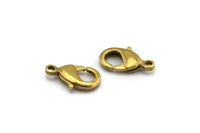 Brass Parrot Clasps, 50 Raw Brass Lobster Claw Clasps (15x8mm) Bh505 A0398