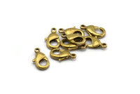 Brass Parrot Clasps, 50 Raw Brass Lobster Claw Clasps (15x8mm) Bh505 A0398