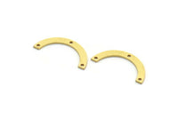 Brass Charm, 24 Raw Brass, Brass Pendants, Charm Pendants, U Shaped Charms, Brass Semi Circle Charms With 3 Holes (24x3x0.80mm) A6494