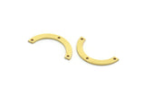 Brass Charm, 24 Raw Brass, Brass Pendants, Charm Pendants, U Shaped Charms, Brass Semi Circle Charms With 3 Holes (24x3x0.80mm) A6494