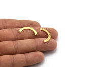 Brass Charm, 24 Raw Brass, Brass Pendants, Charm Pendants, U Shaped Charms, Brass Semi Circle Charms With 3 Holes (24x3x0.80mm) A6494