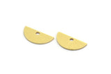 Semi Circle Charm, 24 Raw Brass Half Moon Charms With 1 Hole (6.5x13x0.60mm) A6497