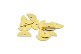 Semi Circle Charm, 24 Raw Brass Half Moon Charms With 1 Hole (6.5x13x0.60mm) A6497