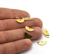Semi Circle Charm, 24 Raw Brass Half Moon Charms With 1 Hole (6.5x13x0.60mm) A6497