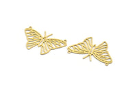 Brass Butterfly Charm, 4 Raw Brass Butterfly Charms With 2 Loops, Necklace Findings (25x39x0.60mm) A6476
