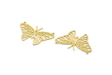 Brass Butterfly Charm, 4 Raw Brass Butterfly Charms With 2 Loops, Necklace Findings (25x39x0.60mm) A6476