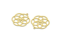 Brass Flower Charm, 6 Raw Brass Flower Charms With 1 Loop, Charm Pendants (26x22x0.60mm) A6475