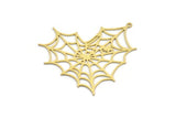 Brass Heart Charm, 2 Raw Brass Spider Web Charms With 1 Loop, Charm Pendants, Findings (47x43x0.60mm) A6504
