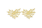 Brass Heart Charm, 2 Raw Brass Spider Web Charms With 1 Loop, Charm Pendants, Findings (47x43x0.60mm) A6504