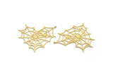 Brass Heart Charm, 2 Raw Brass Spider Web Charms With 1 Loop, Charm Pendants, Findings (47x43x0.60mm) A6504