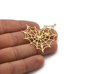 Brass Heart Charm, 2 Raw Brass Spider Web Charms With 1 Loop, Charm Pendants, Findings (47x43x0.60mm) A6504