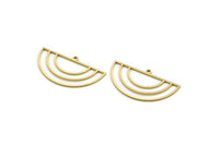 Semi Circle Charm, 24 Raw Brass Semi Circle Charms With 1 Loop, Findings (19x33x0.80mm) A6505