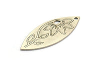 Gümüş Markiz Charm, 4 Antik Gümüş Kaplama Pirinç Çiçek Desenli Markiz Şekilli Charm, 1 Delikli (39x15x0,80 mm) A5706
