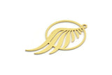 Brass Round Charm, 6 Raw Brass Wing Charms With 1 Loop, Charm Pendants (37x21x0.60mm) A6481