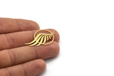 Brass Round Charm, 6 Raw Brass Wing Charms With 1 Loop, Charm Pendants (37x21x0.60mm) A6481