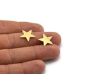 Brass Star Blank, 24 Raw Brass Star Shaped Blanks, Stamping Brass (16x17x0.80mm) A6486