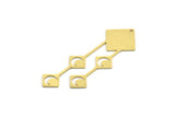 Brass Fringed Charm, 6 Raw Brass Fringe Shaped Charms With 1 Hole, Findings (52x17.5x0.60mm) A6492