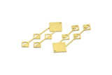 Brass Fringed Charm, 6 Raw Brass Fringe Shaped Charms With 1 Hole, Findings (52x17.5x0.60mm) A6492