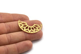 Brass Ethnic Charm, 4 Raw Brass Ethnic Motif Charms With 2 Loops, Necklace Findings (22x37x0.60mm) A6477