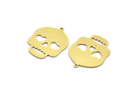 Brass Skull Charm, 6 Raw Brass Skull Head Charms With 1 Loop, Findings (29x23x0.80mm) A6482