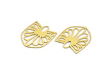 Brass Flower Charm, 4 Raw Brass Flower Charms, Pendants, Findings (33x28x0.60mm) A6478