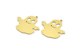 Brass Ghost Charm, 6 Raw Brass Cute Ghost Charms With 1 Loop, Findings (29x29x0.80mm) A6489