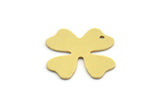 Brass Leaf Charms, 8 Raw Brass Clover Shaped Charms With 1 Hole (22x22x0.80mm) A6488