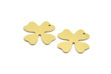 Brass Leaf Charms, 8 Raw Brass Clover Shaped Charms With 1 Hole (22x22x0.80mm) A6488