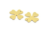 Brass Leaf Charms, 8 Raw Brass Clover Shaped Charms With 1 Hole (22x22x0.80mm) A6488