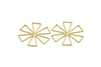Brass Windrose Charm, 12 Raw Brass Windrose Charms, Connector Findings (38x38x0.80mm) A6509