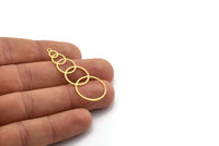 Brass Geometric Charm, 4 Raw Brass Round Charms With 1 Loop (47x18x0.60mm) A6526